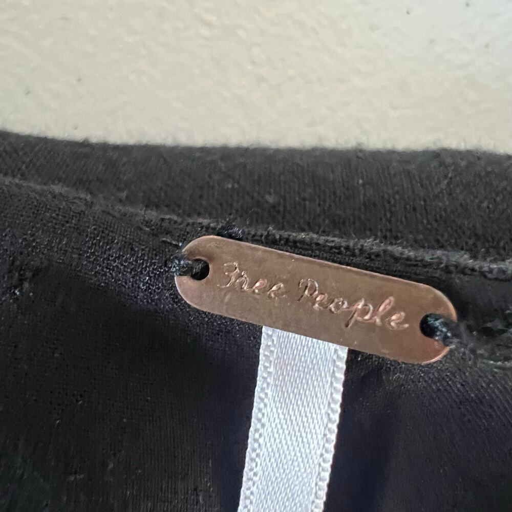 Free People Vintage Summer Midi Black Dress with Buttons Size Large - Picture 5 of 15